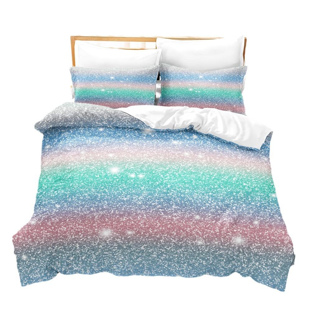Home Textile Multicolored Glitter Three-Piece Quilt Cover 3D Digital Printing Bedding