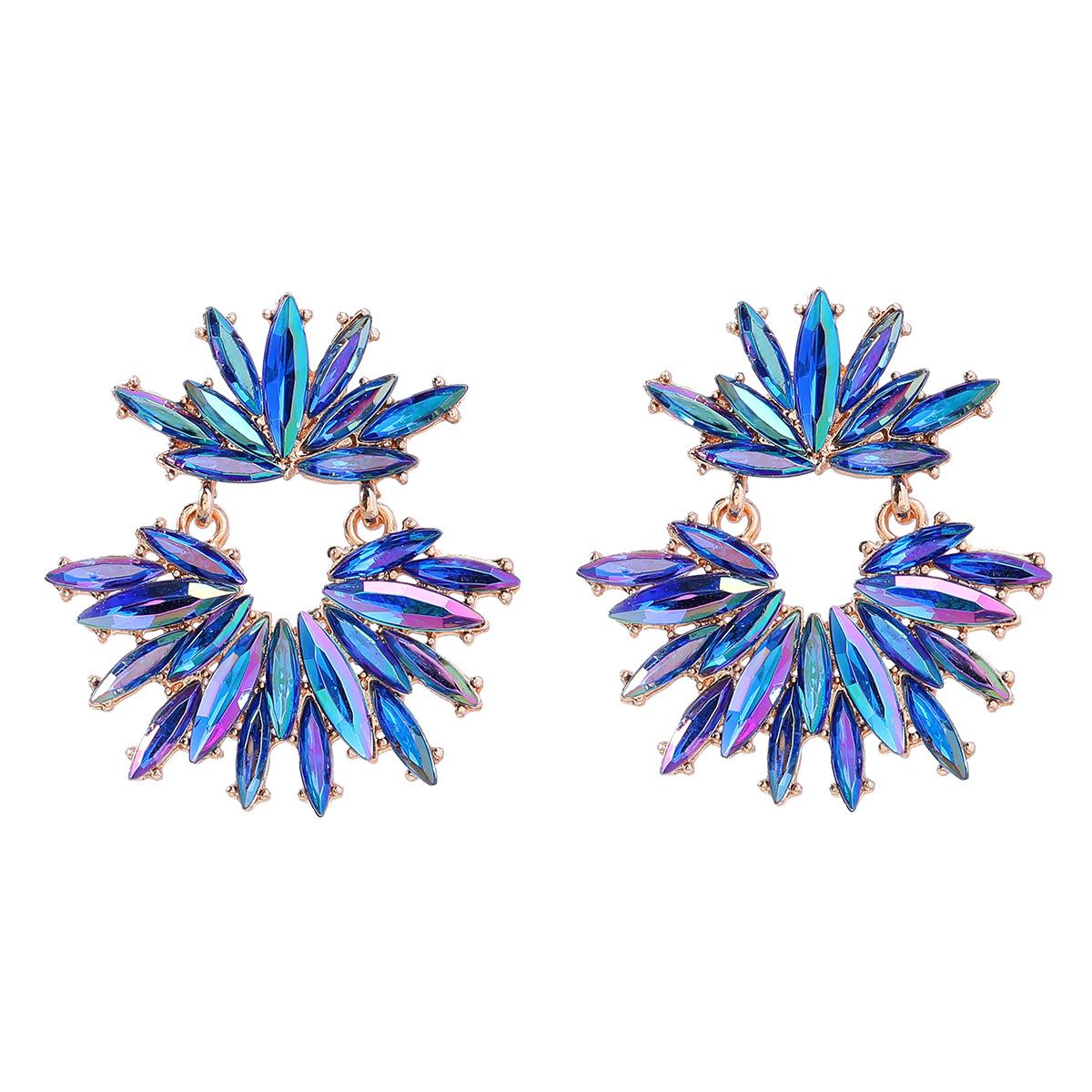 European and American Full Diamond Earrings for Women with Diamond Set and Sparkling Flower Accessories Manufacturer Direct Sale