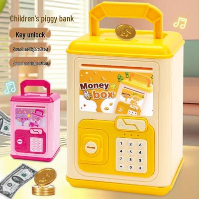 Children's Secure Piggy Bank with Light, Music, Key, and Large Storage