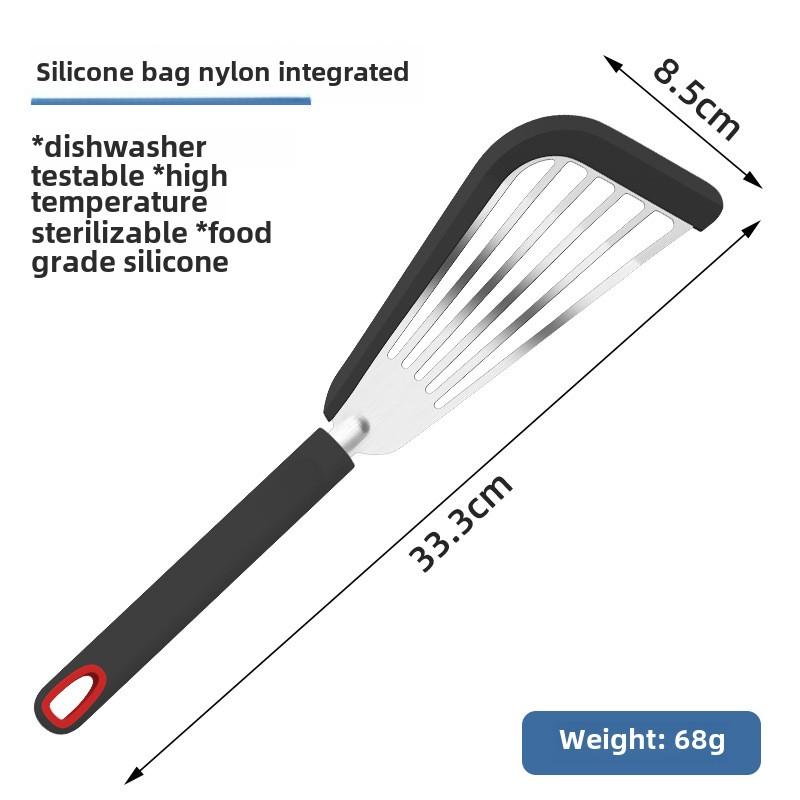The kitchen anti-scalding frying spatula heat-resistant frying fish spatula all stainless steel spatula home outdoor cooking