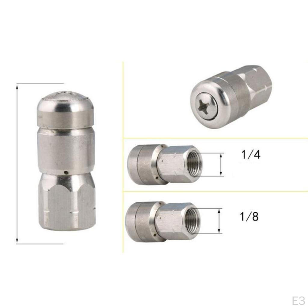 1/4''M 1/8''M Sewer Cleaning Jetting Nozzle Rotating Drain Jetter 3 Jet