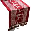 Jacquard Yarn-Dyed Christmas Snowman Reindeer Tassel Polyester Table/Bed Runner