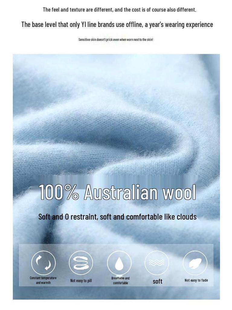 Men's Plus Size 100% Pure Wool Round Neck Cashmere Sweater - Autumn/Winter Casual Knit Pullover