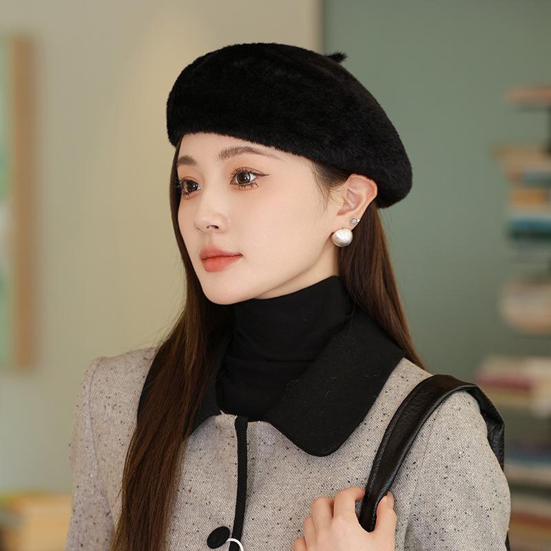 Versatile Korean Style Knit Beret for Women – Large, Warm, Gentle Autumn/Winter Hat