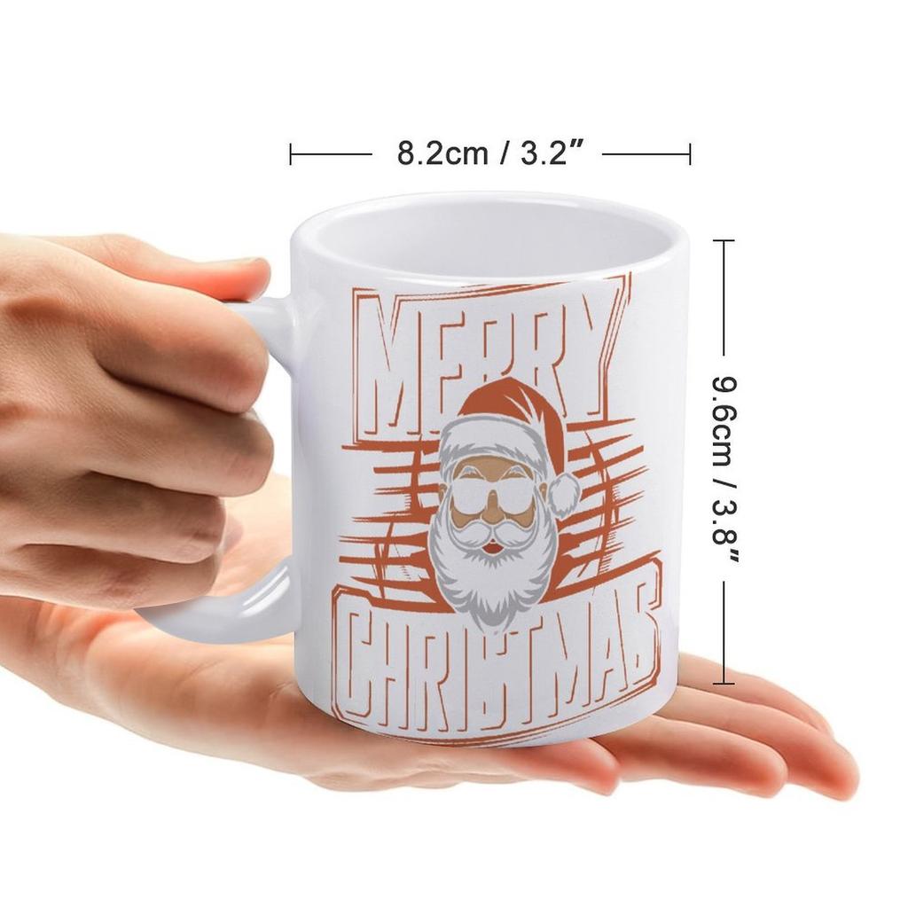 11oz White Ceramic Coffee Mug with Printed Sides and Heat-Resistant Surface, Great for Daily Hot Tea, Milk, Cocoa and Beverage Breaks