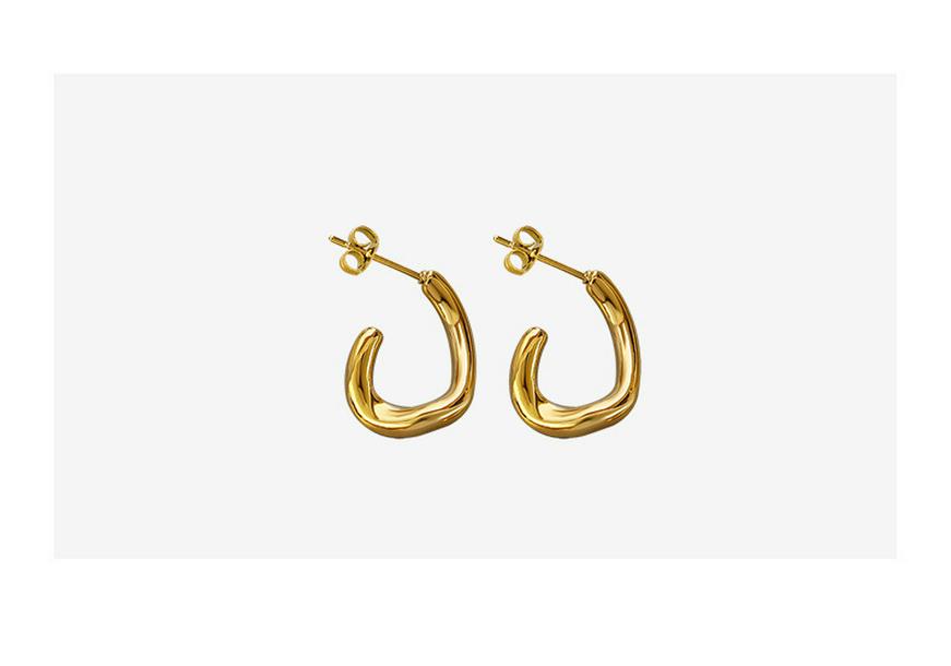 18K Gold-Plated Titanium Steel C-Shaped Slimming Earrings