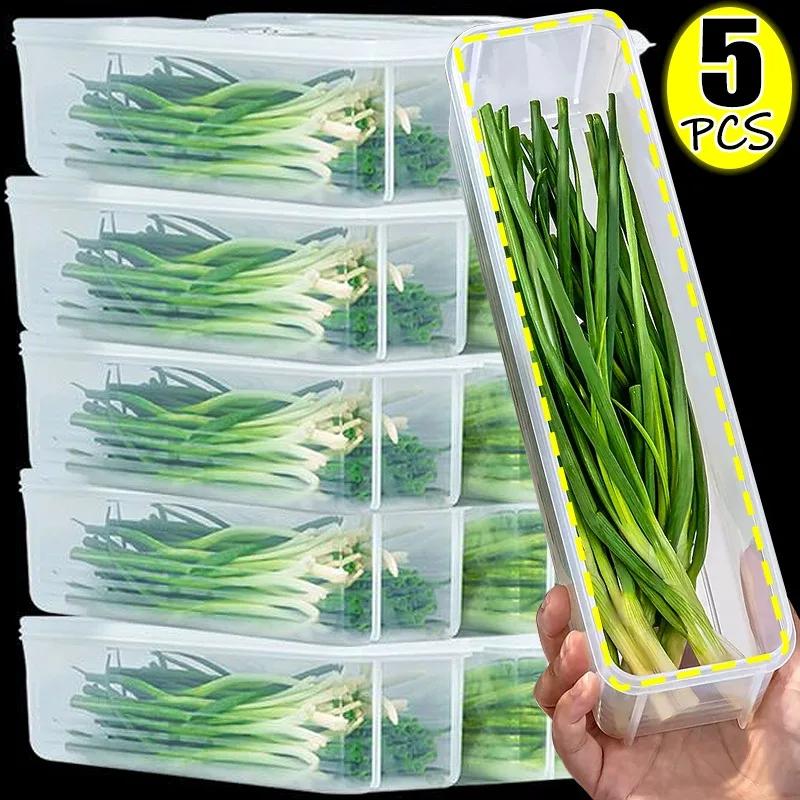 Refrigerator Storage Boxes Fresh Box  Scallions Food Container with Lid Cold Crisper Sealed Kitchen Fresh Fruit Fridge Organizer