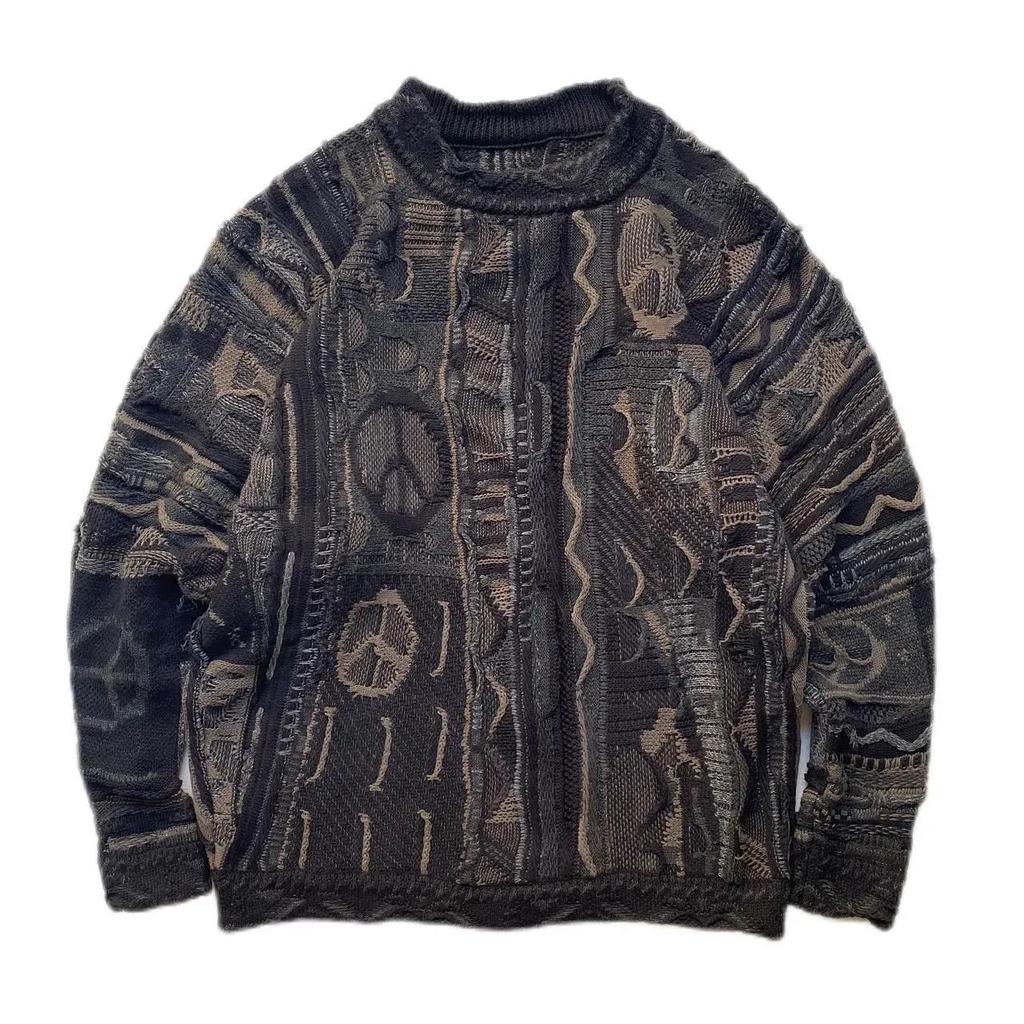 2026 Amerikanische High Street Vintage Porträt Druck Herren Frühling Trendy Locker Lässig Rundhals Abgenutztes Oberteil