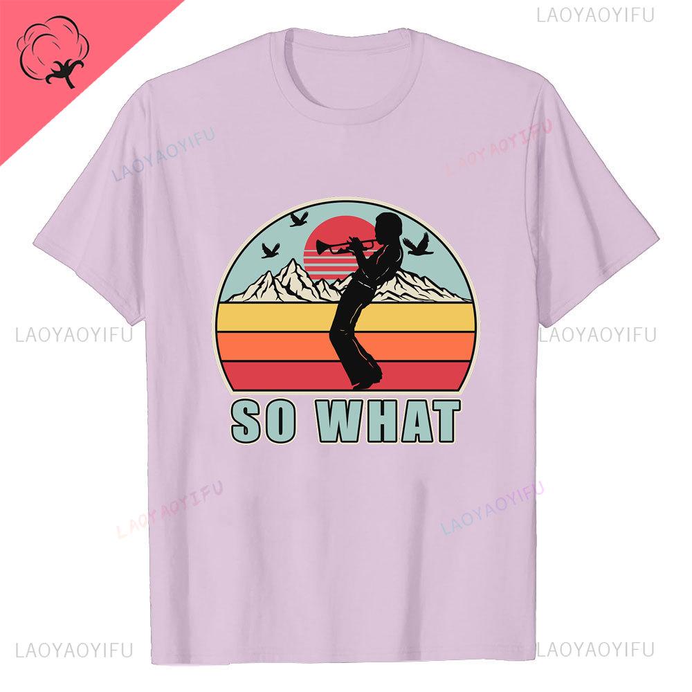 Retro Miles Davis Trumpet T Shirts Casual Tee Shirt Blue Music Gift Short Sleeve Oneck Novelty Funny Printed Classical TShirt