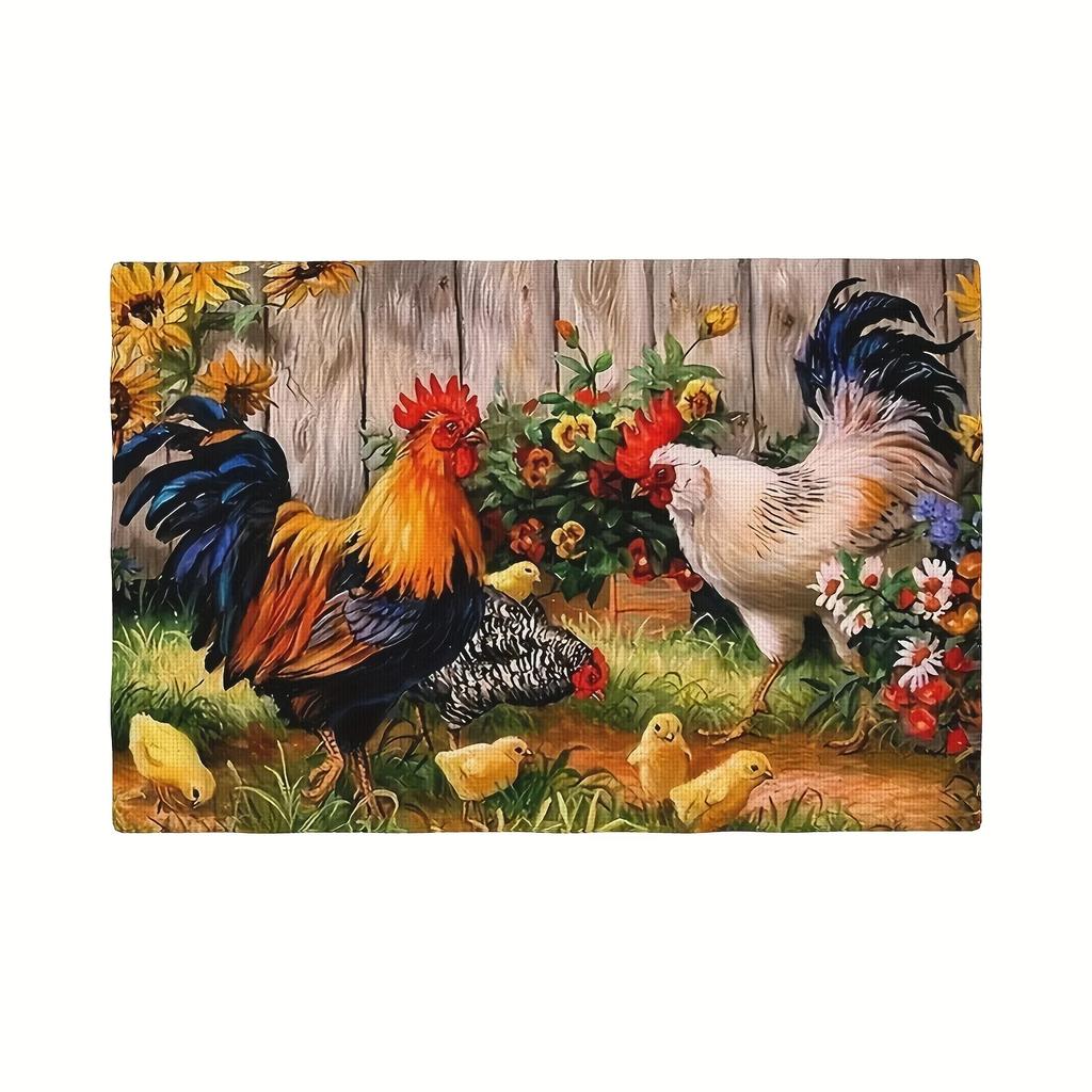 1PC Chicken Themed Linen Meal Mats Restaurant Kitchen Table Pad Used for Party Decoration Heat-resistant To Protect The Desktop