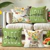 Spring Theme Pillow Cover Fresh and Warm Wind Green Bird Floral Print Pillowcase Sofa Chair Cushion Suite Decoration