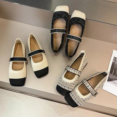 Lady Fashion Mary Janes Shoes 2024 Spring Summer Ballet Flats Women Casual Shoes Flat Heel Non-slip Barefoot Shoes Square Toe