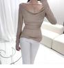 Korean Dongdaemun 2024 Women's Sexy One-Shoulder Slit Slim T-Shirt, Long-Sleeved & Feminine