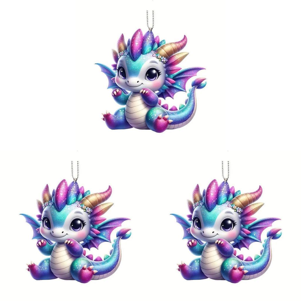 New Colorful Cartoon Acrylic Flat Dragon Car Hanging Ornament For Interior Decoration