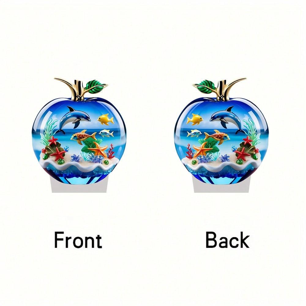 Μήλο Σχήματος Παραλίας και Ωκεανού, 2D Επίπεδο Ακρυλικό, Επιτραπέζια Διακόσμηση, Κατάλληλο για Σαλόνι, Γραφείο, Πάρτι, Δώρα, Χριστούγεννα, Απόκριες