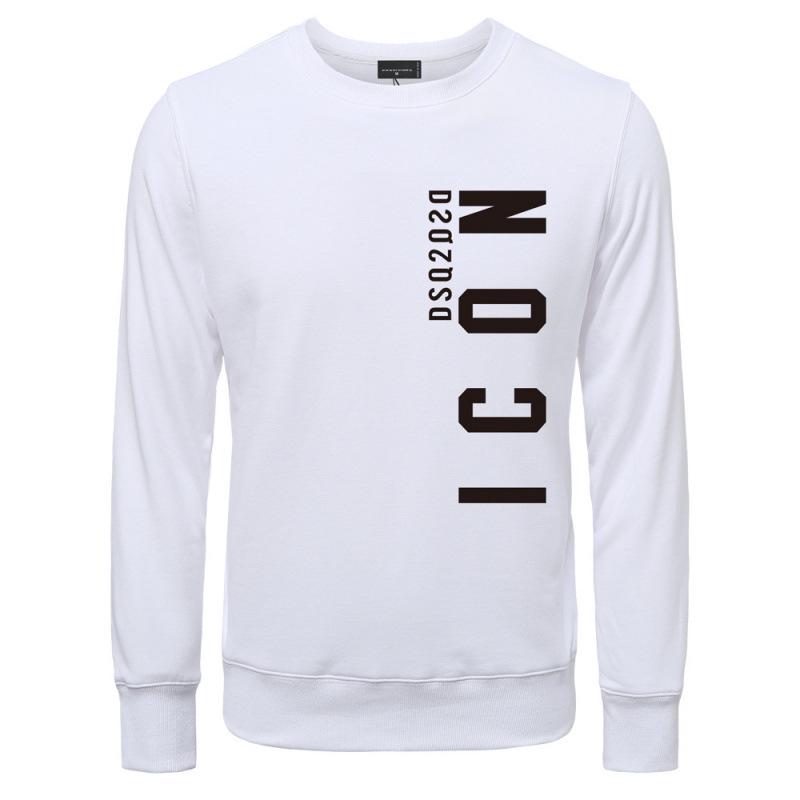 ICON Europe Men's Cotton Terry Round Neck Hoodie – Trendy Letter Print, Casual Loose Fit for Spring & Autumn