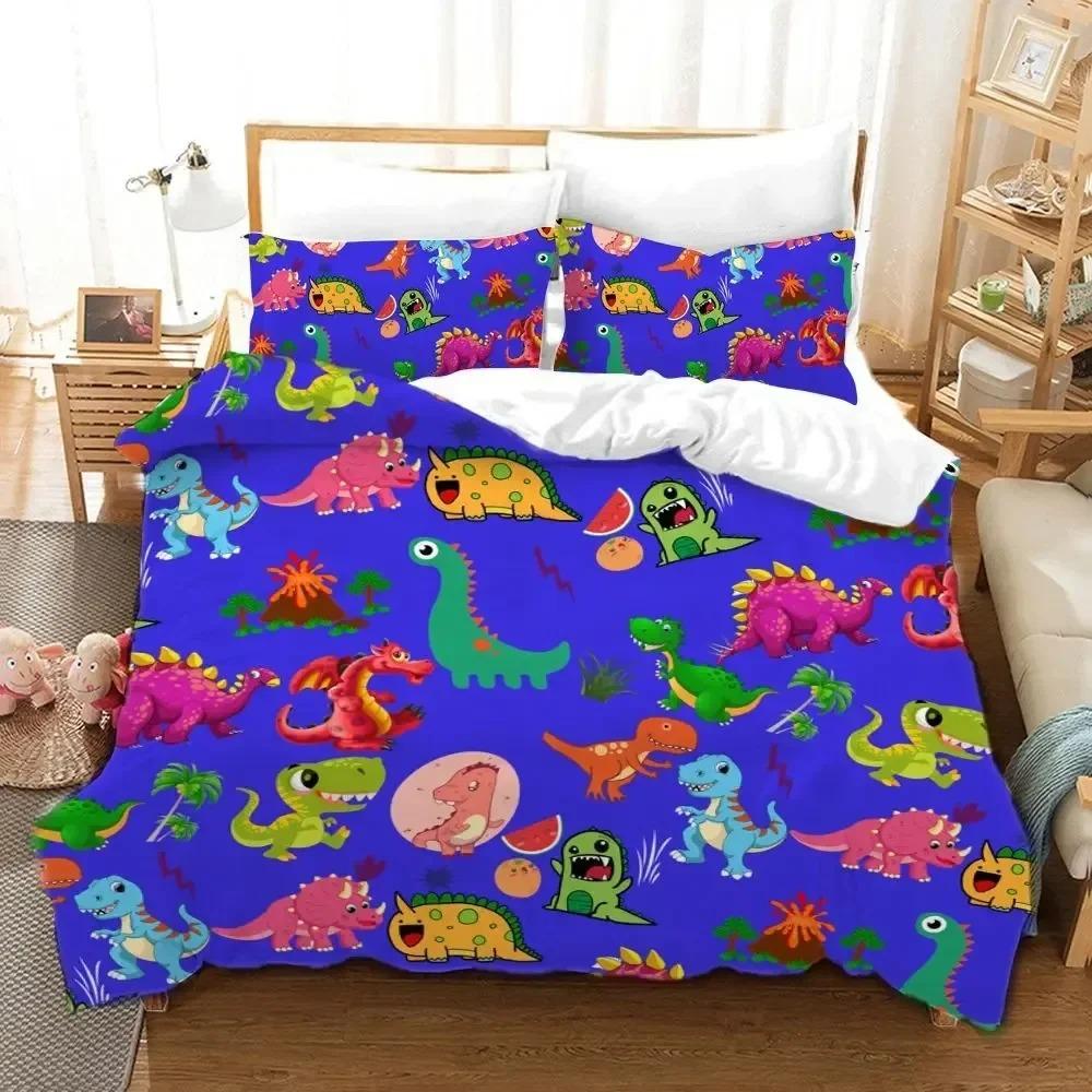 Duvet Cover Pillowcase Dinosaur Bedding Set Adult Boy Girl Bedroom Decor Kids Single Double Large Comforter Sets