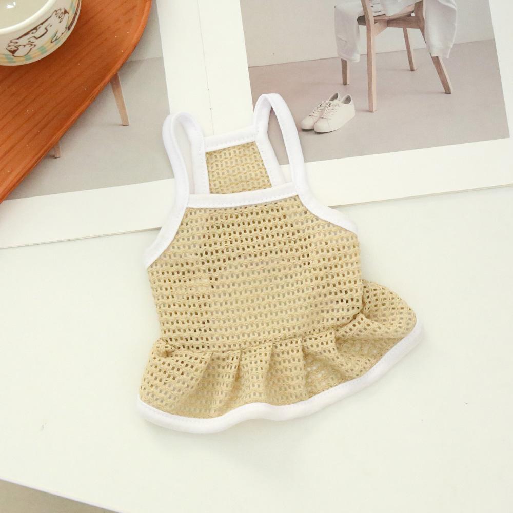 Pet Dress Mesh Breathable Cool Strap Skirt Solid Color Simple Cat And Dog Skirt