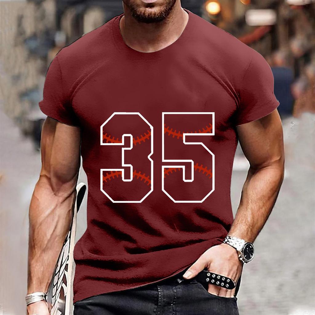 (Qunide) Sommer Kurzarm-Pullover mit Rundhalsausschnitt und Vintage-Baseball-Buchstaben-Print