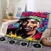 1 Stück 2PAC Boombox Thema Bedruckte Weiche und Bequeme Heimdecke, Kleine Wohndecke, Nickerchen-Decke, Geeignet als Geschenk l043