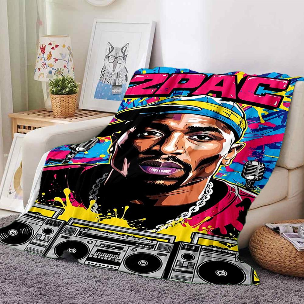 

1pc 2PAC Boombox Themed Printed Soft and Comfortable Home Blanket, Small Throw Blanket, Nap Blanket, Suitable as a Gift l043 80cmx120cm(31inx47in)