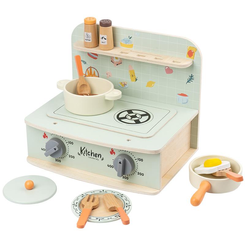 Children'S Early Education Simulation Mini Kitchen Stove Set Toy Play House Cooking Pot Meal Kitchen Utensils Wooden Toys