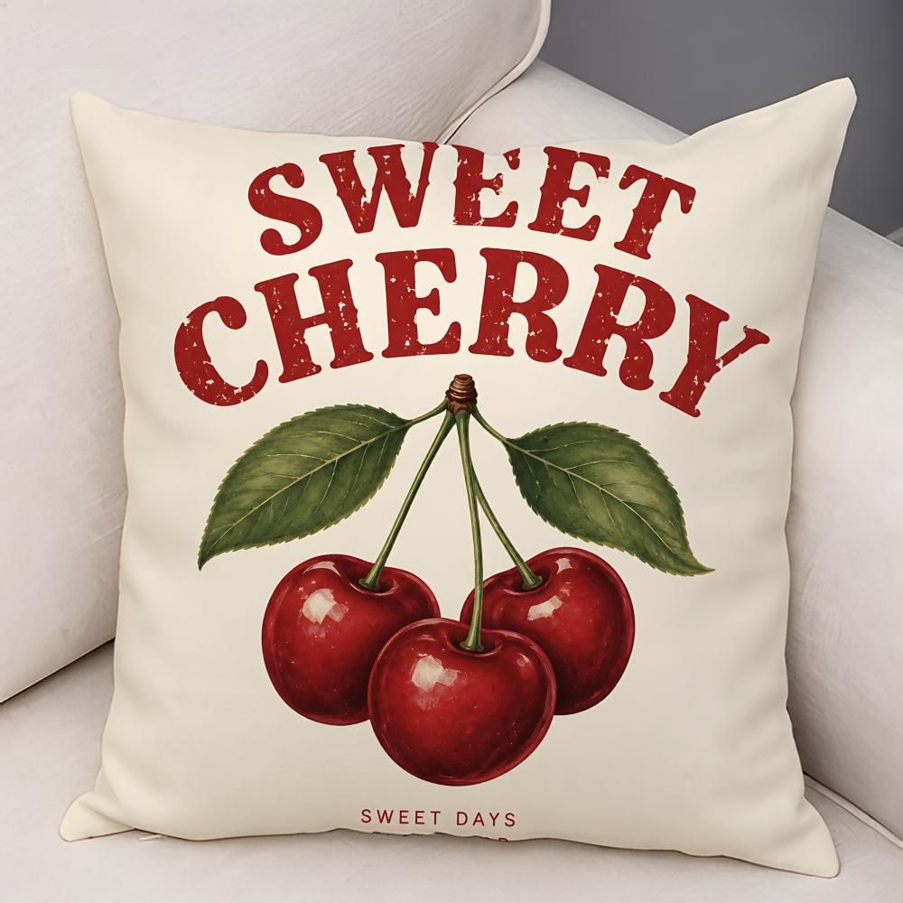 Fashion Cherry Lemon Peach Cushion Cover Natural Linen Organic Fabric DoubleSided Printing Breathable For Decor