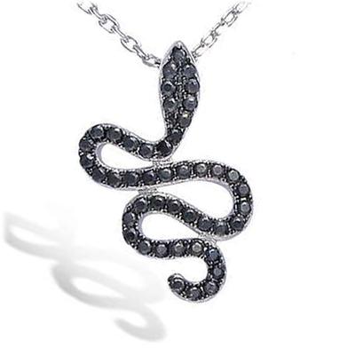 [K9546] - Silver Pendant 'Tentation' Black (rhodium-plated) - 17x25 Mm