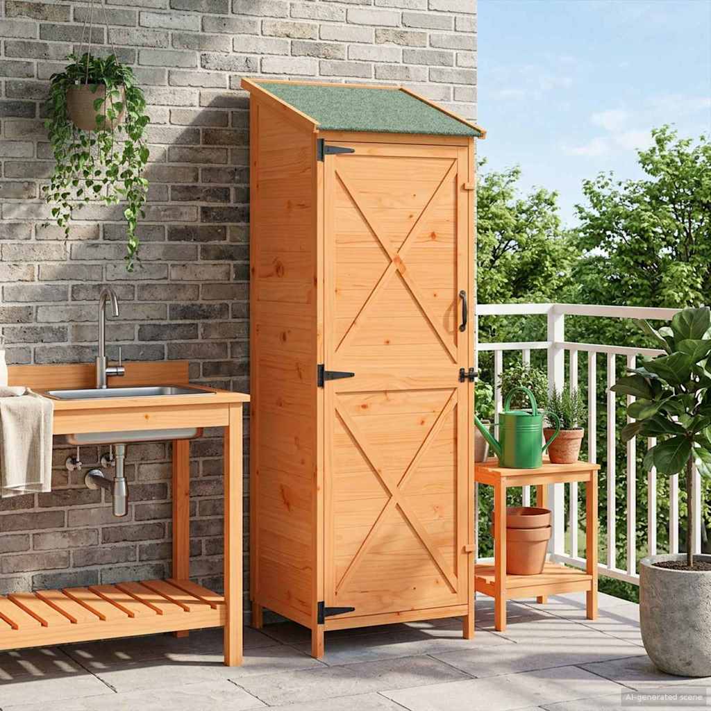 Garden Shed Brown 59.5 x 56 x 176.5 cm Solid Spruce Wood