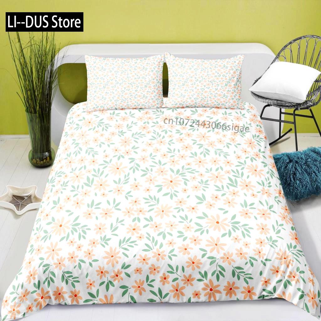 

Flower Duvet Cover Set Pink Floral Small Fresh Style Bedding Set For Kids Girls Flower Theme Soft Microfiber 2/3pcs Quilt Cover 135x200cm