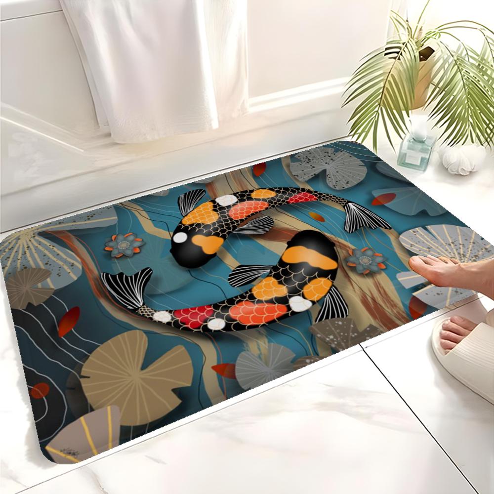 Japanese Koi Fish Door Mat Washable Non-Slip Living Room Sofa Chairs Area Mat Kitchen Bedside Area Rugs
