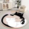 pattern of Yin-Yang cats Flannel-printed round floor mats are slip-resistant Suitable living room bedroom terrace garden carpets
