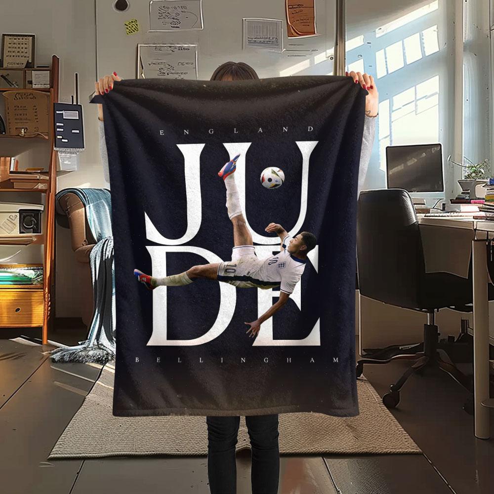 Jude Bellingham Printed Flannel Blanket, Soft Throw for Bedroom Sofa, Washable,soccer Fan Merchandise, Great Gift.