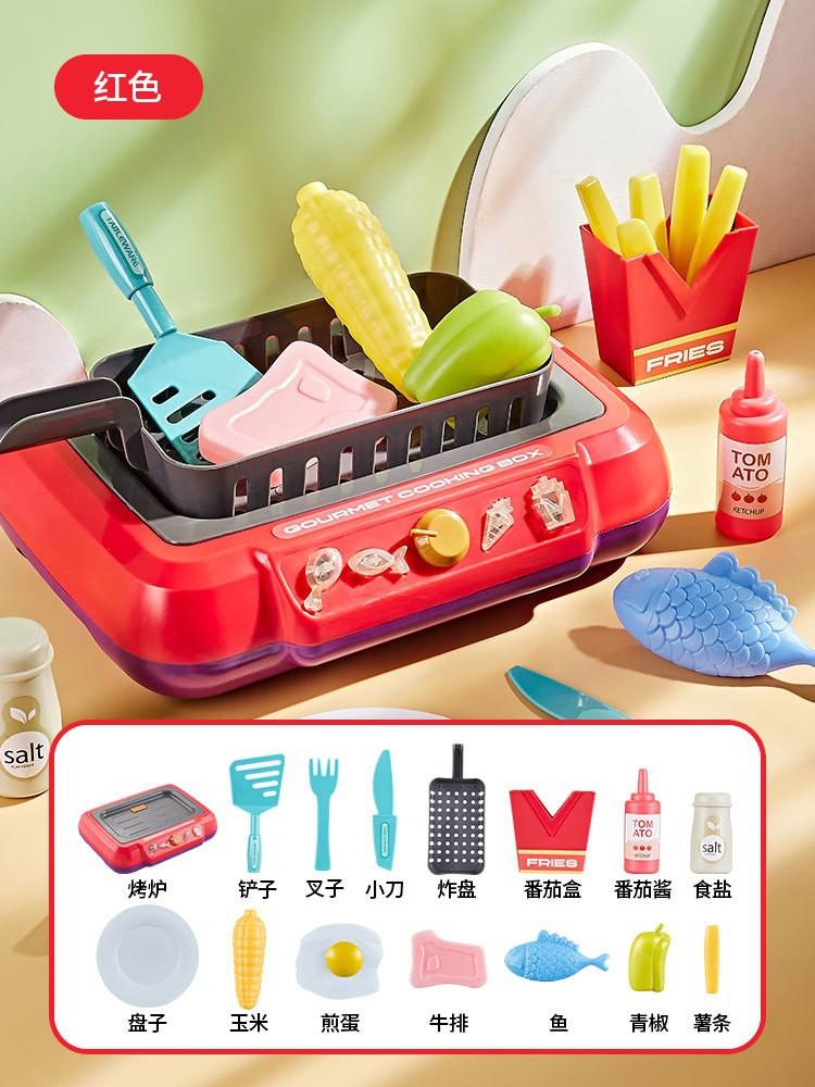 

Playset Mini Kitchen Pretend Cooking Toy Realistic Cookware Parent-Child Interactive Simulation Food Kids Boys Girls Gift