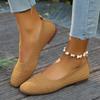 Women'S Black Woven Fabric Slip-On Flats - Casual Square Toe Shoes for Indoor & Outdoor Wear, All-Season Comfort with Rubber Sole, Breathable
