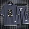 Men's Waffle Knit Two-Piece Casual Sports Set: Short Sleeve T-Shirt & Shorts
