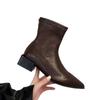 Ronaldinho Pointed Short Boots Women's Autumn and Winter New Boots Thick Heel Short Women's Boots Niche Thin Boots High Heels