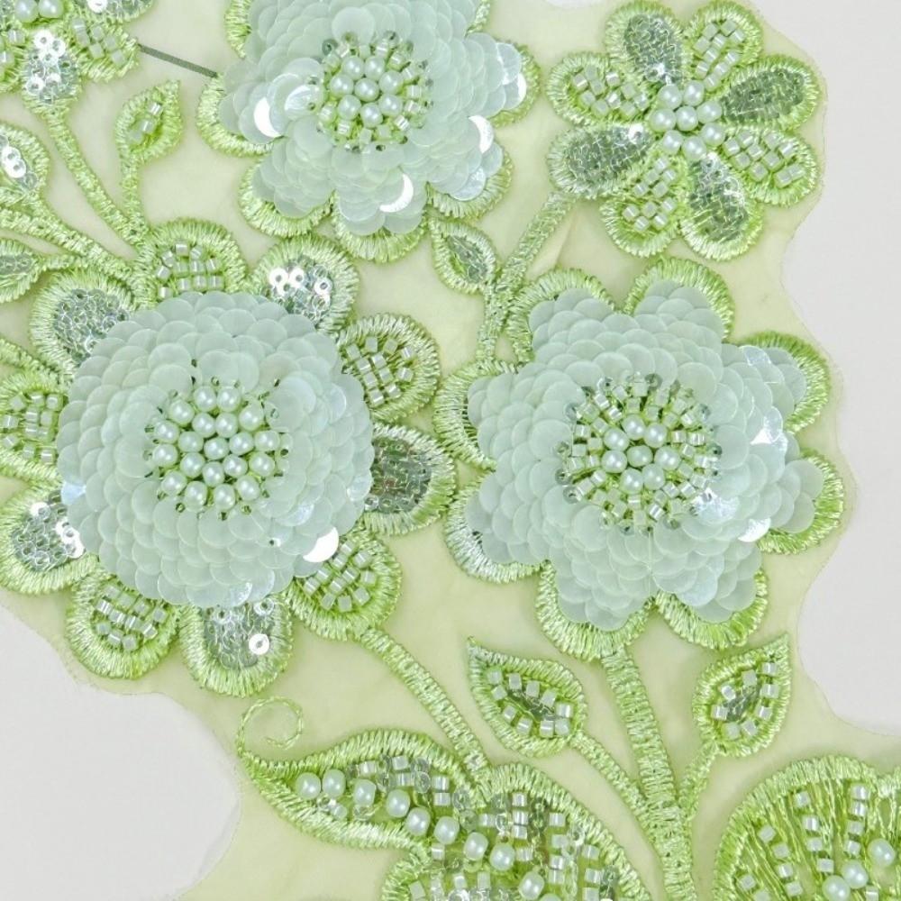 Multi-Color 3D Nail Beads Delicate Mesh Embroidered Sequins Embroidery Lace Patch High-End Fabric Floral Collars