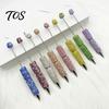 Exquisite Diamond Stationery Pen Beadable Pens, Bling Rhinestone Beaded DIY Bead Pen, Crystal Shaft Gel Black Ink Ballpoint Pens for Decorations