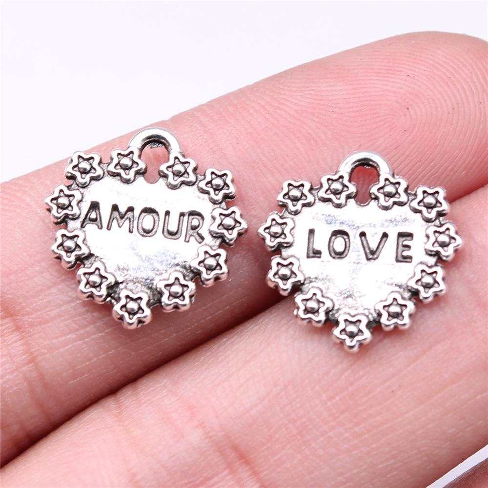 20pcs Hearts Charms Antique Silver Color Small Heart Charms Jewelry DIY Heart Charms For Bracelet Making