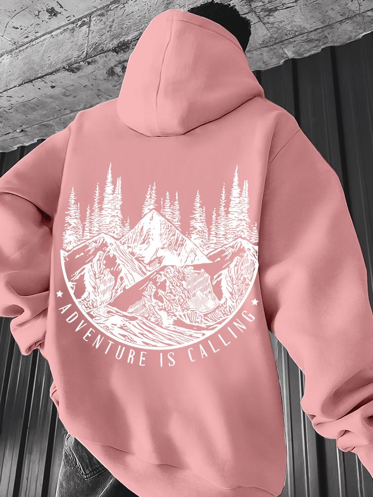 Attractive Kids Hip Hop Sports Hooded Sweatshirt, vivid mountain tree print, comfortable loose silhouette for boys girls casual sports.