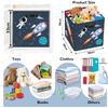 Clastyle 3 Pcs Space Kid Storage Cube Organizer Set Rocket Closet Clothes Cube Storage Bin Blue Nursery Toddler Toy Box Chest Astronaut Book Shelf