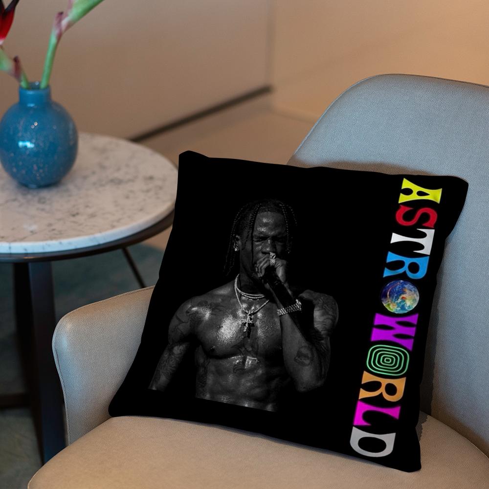 T-Travis S-Scott Cushion Cover 2-in-1 Reversible Plush Pillow Cover | Car/Sofa/Bed | Perfect Gift