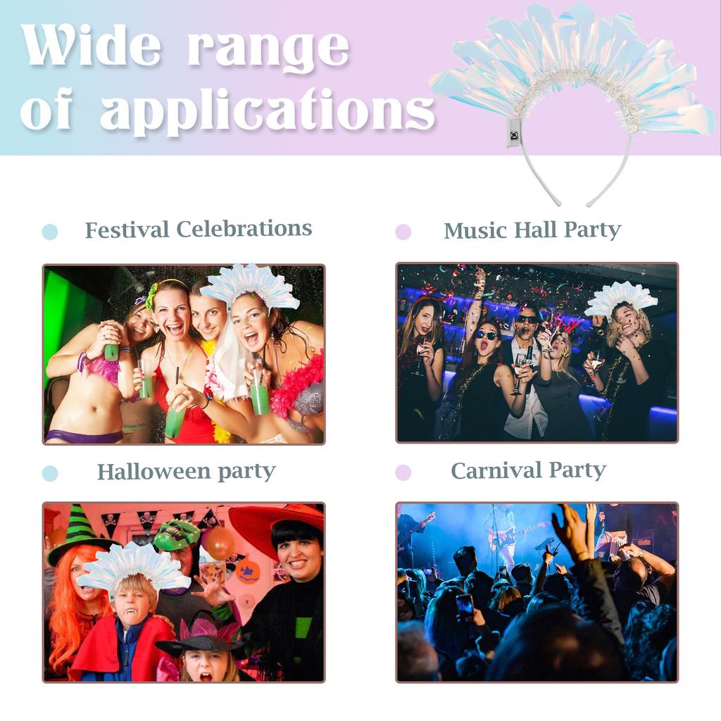 LED Headband Plastic Luminous Hairband 3 Adjustable Mode Light LED Hair Band for Christmas Party Stage Evening Performance Decor