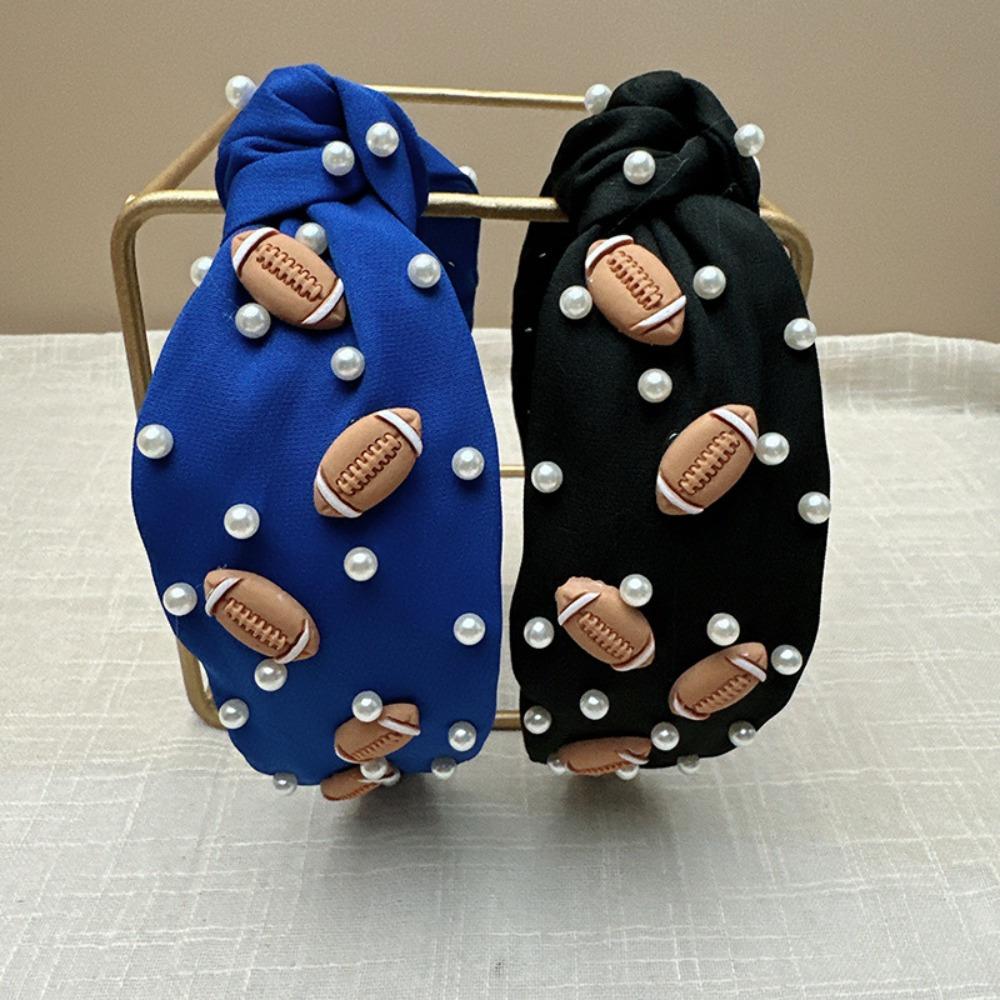 1pc Sport Pearl Embellished Soccer Hairband Hairband with Knot Detail - A must have for soccer rugby games and for all seasons!
