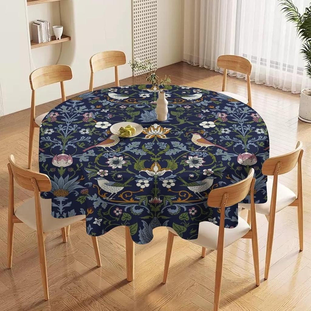 William Morris Bloemenprint Rond Tafelkleed Afwasbaar Polyester Stof Vintage Bloemen Wasbaar Tafelkleed Voor Feestdagen Keuken