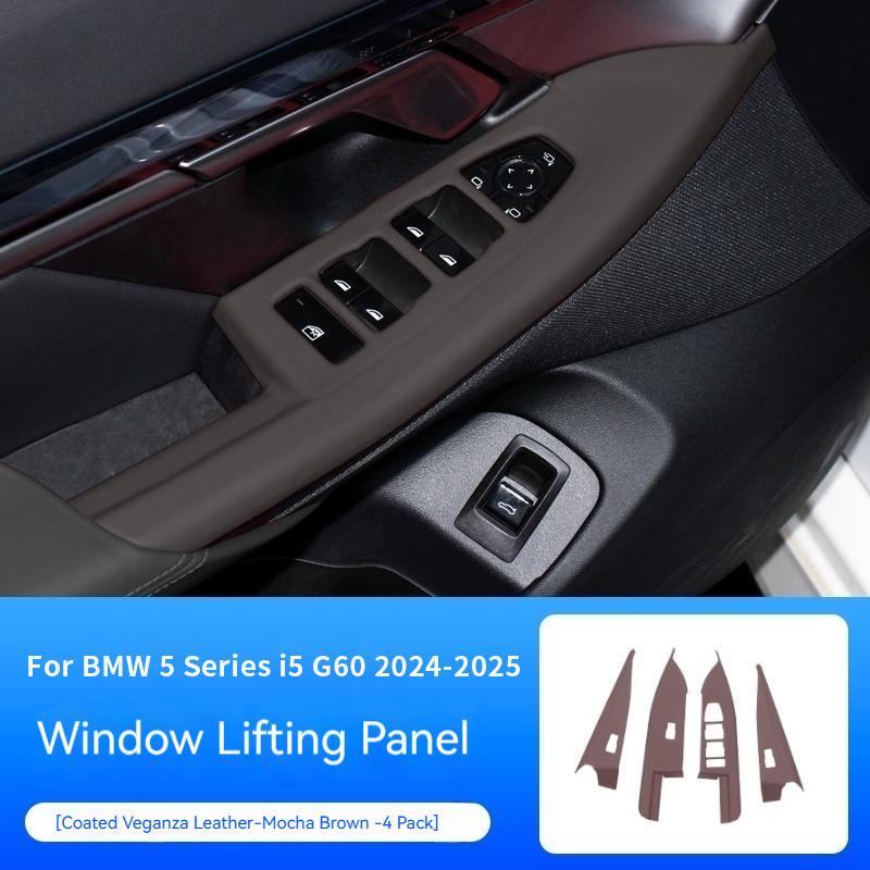 For BMW 5 seriese G60 2025-2025 Leather material Window lift panel glass button frame decorative stickers interior accessories