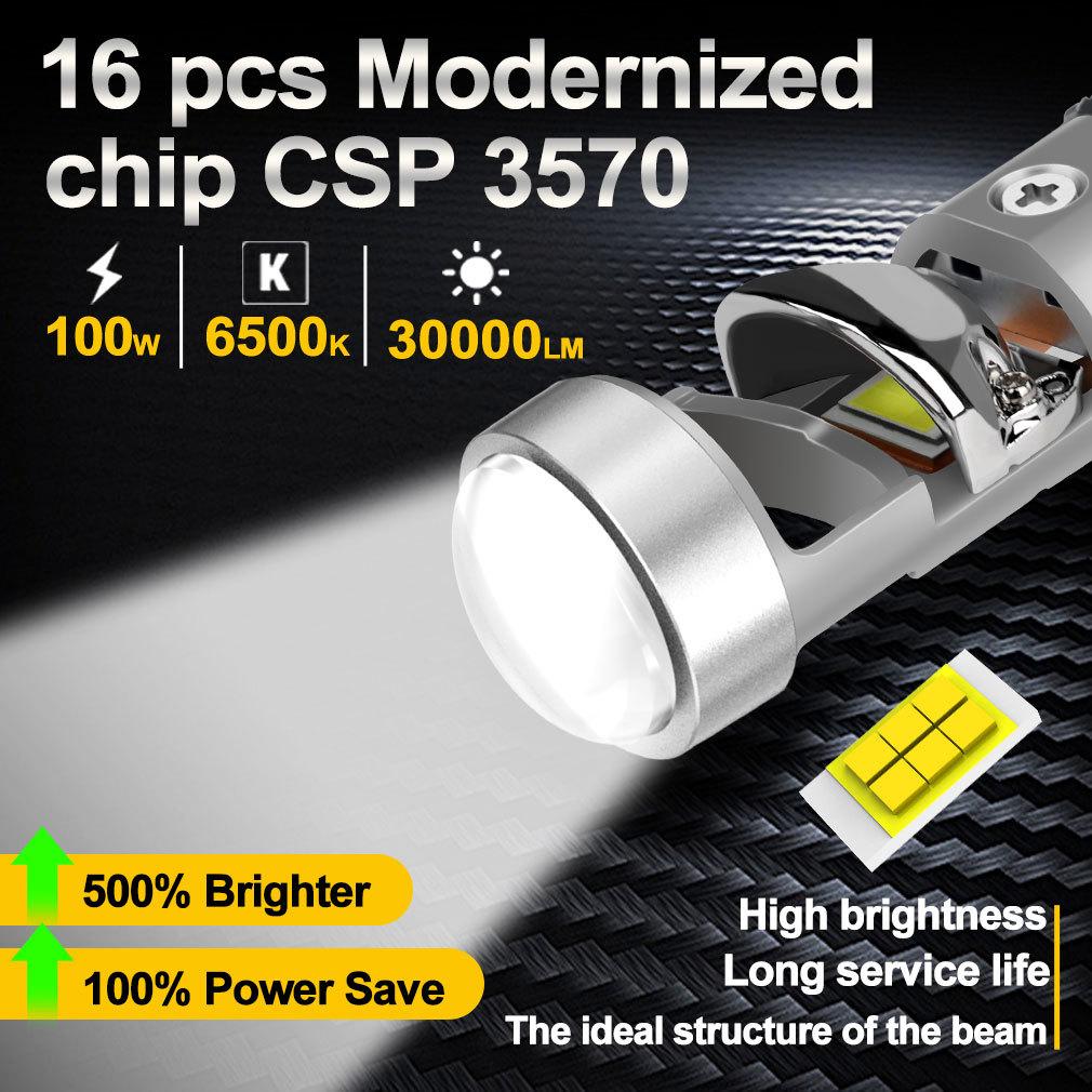 2 шт. H7 світлодіодні лампи для фар проектора 1:1 LED Проектор Бездротовий Міні Об'єктив 30000Лм 100Вт Автомобільний Plug&Play Турбо Лампа 6500К Білий LHD