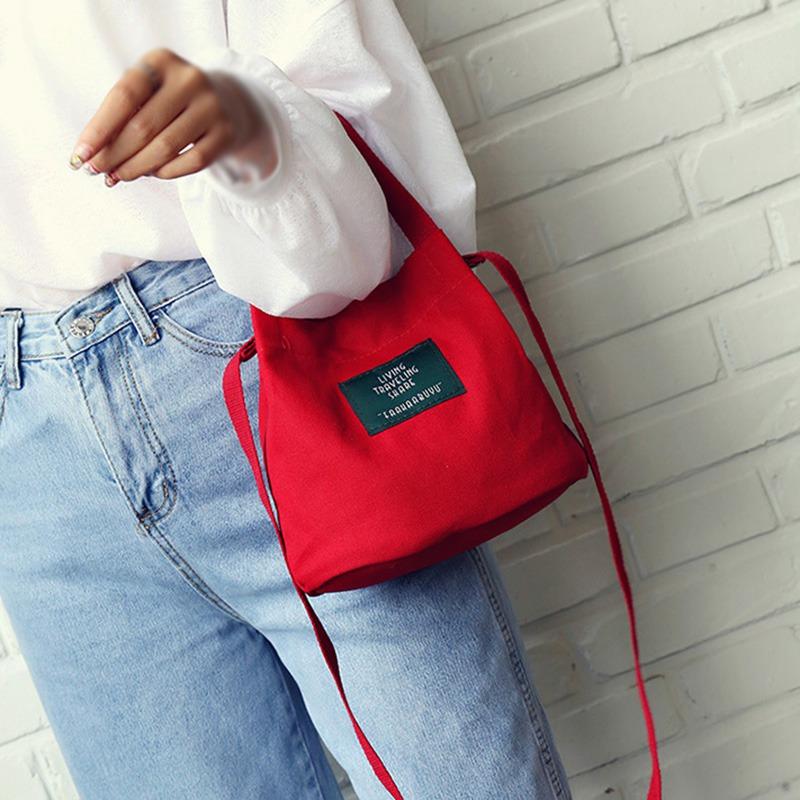 Women's Bag Canvas Bag Crossbody Bag Lady Shoulder Bag All-match Solid Color Small Bags