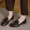 Fashion Fashion Women's Loafers Tassels SquareToe Flat Shoes Shallow Mouth Commuter Daily Casual Vintage  Leather Shoes British